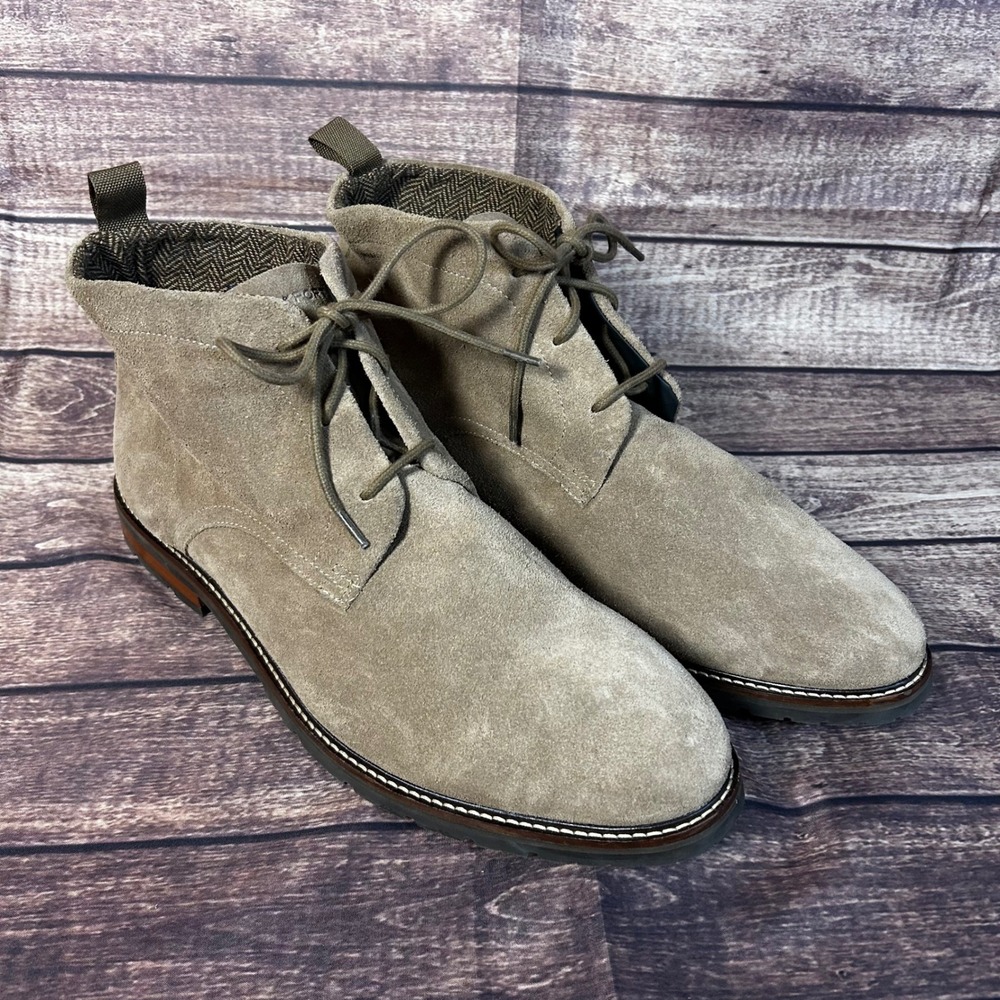 Rockport Mens RMCASPE Water Resistant Suede Chukka Boots Taupe Tan 14W Wide